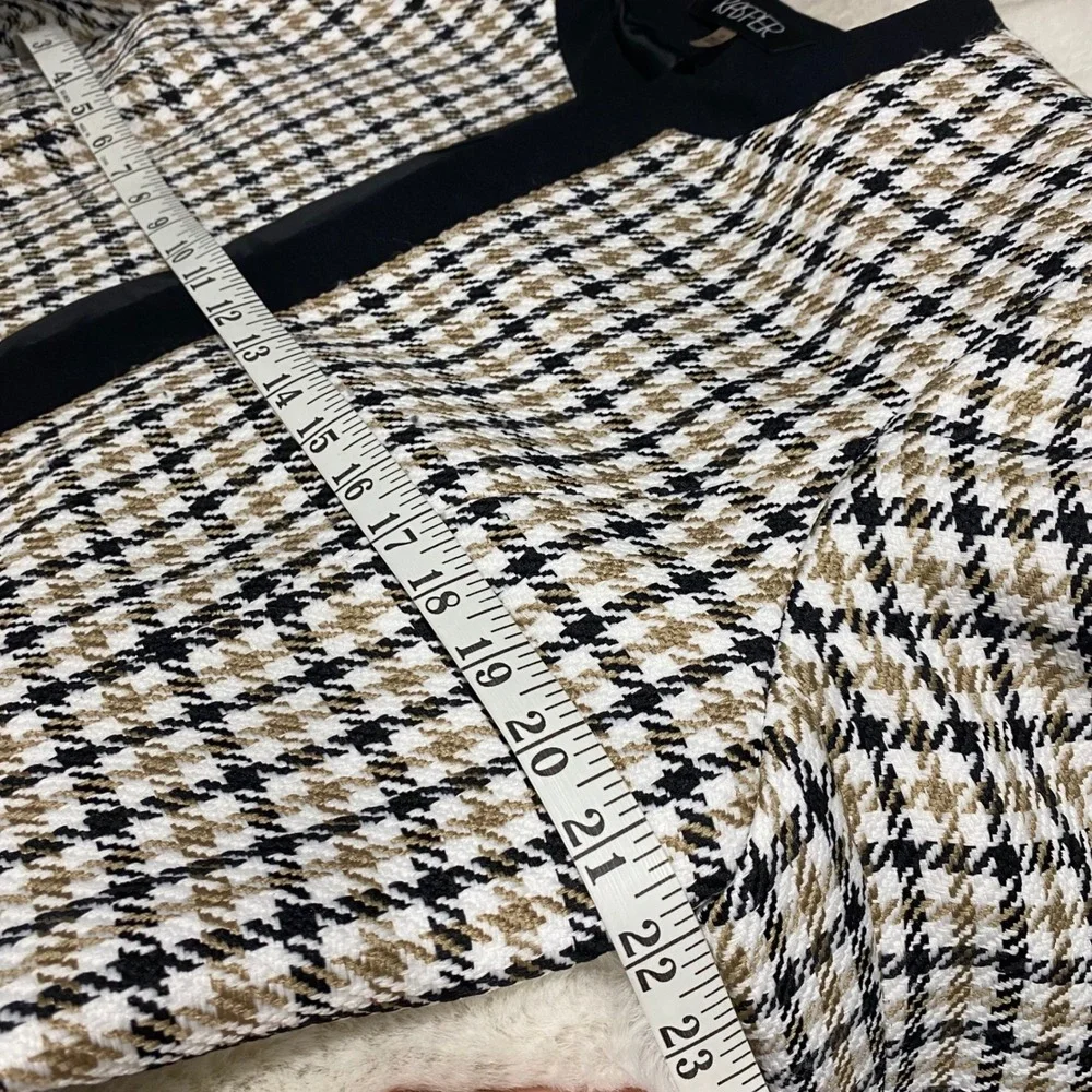 Kasper Blazer Women's 14 Houndstooth‎ Collarless Open Front Jacket Old Money